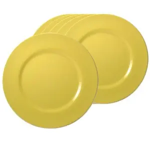212 MAIN 6-Pieces Sturdy Melamine Material Dinner Plate Set, Reston Lloyd 71201, Lemon-Patterned Kitchen Tableware, Round Plates