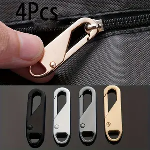 4-Pack Replacement Zipper Heads, Multi-Color Metal Pull Tabs, Easy Install Detachable, for Strap Travel Bags, Jackets, Backpacks, Handbags