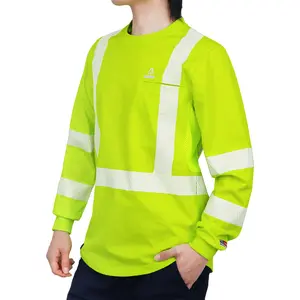 5.5oz Lightweight High Visibility Summer Vented Mesh Flame Resistant T-Shirt-6008HV