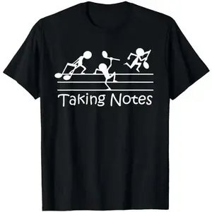 Cotton Short Sleeve Tees "Taking Notes" Musical Notes Graphic Print, Crewneck Comfy Trendy Casual Tops Retro T-Shirts For Men Women - funny graphic tees Layering funny graphic tee