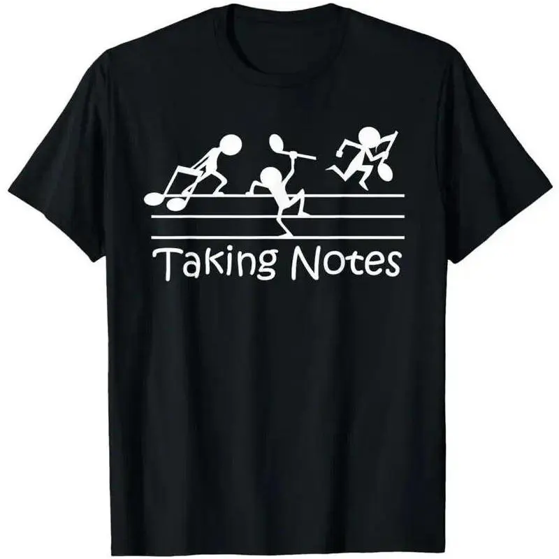 Cotton Short Sleeve Tees "Taking Notes" Musical Notes Graphic Print, Crewneck Comfy Trendy Casual Tops Retro T-Shirts For Men Women - funny graphic tees Layering funny graphic tee