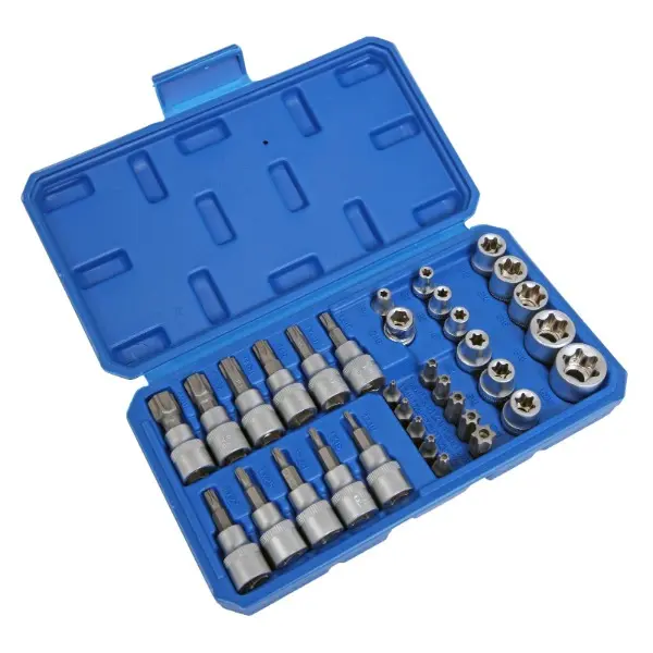 Torx Bit Socket Set, Star Drive Socket Set for Automotive Repair, Hand Tools for Fastener Service