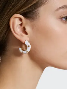 Colorful Flower White Hoop Earrings (1 Pair) Versatile Earrings, Cute & Fresh Jewelry for Everyday, Casual & Party, Perfect Gift for Women
