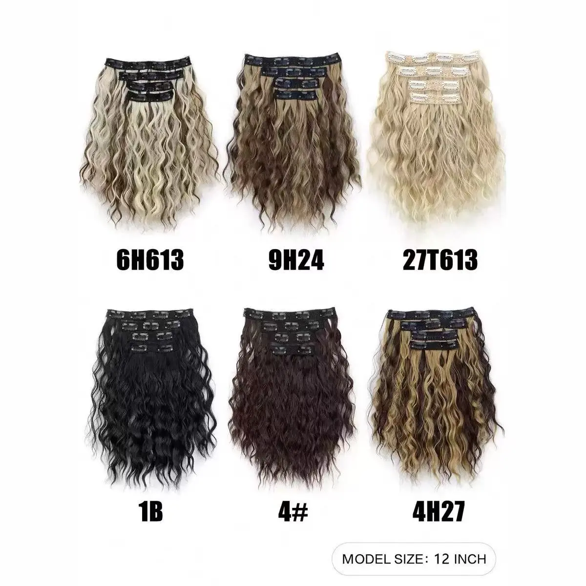 Clip In Hair Extensions,4 pcs Clip-In Black Wavy Hair Extensions for Women, 12 Inch Short Synthetic Hairpieces, Thick Full Head Clip Ins for Daily Wear, Festivals, Parties & Cosplay, Includes Comb & Satin Hair Ribbon