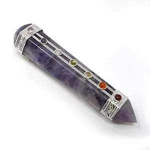 Spiritual Energy Amethyst Wand with 7 Reiki Chakra Gemstones for Healing, Reiki Balancing Chakras, Aura Cleansing, Ghost Hunting, Meditation Chi