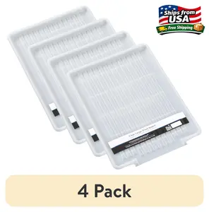 (4 pack) MS Large Clear Plastic Dish Drying Drain Board, Kitchen Sink Dish Drainer Tray for Countertop Drying