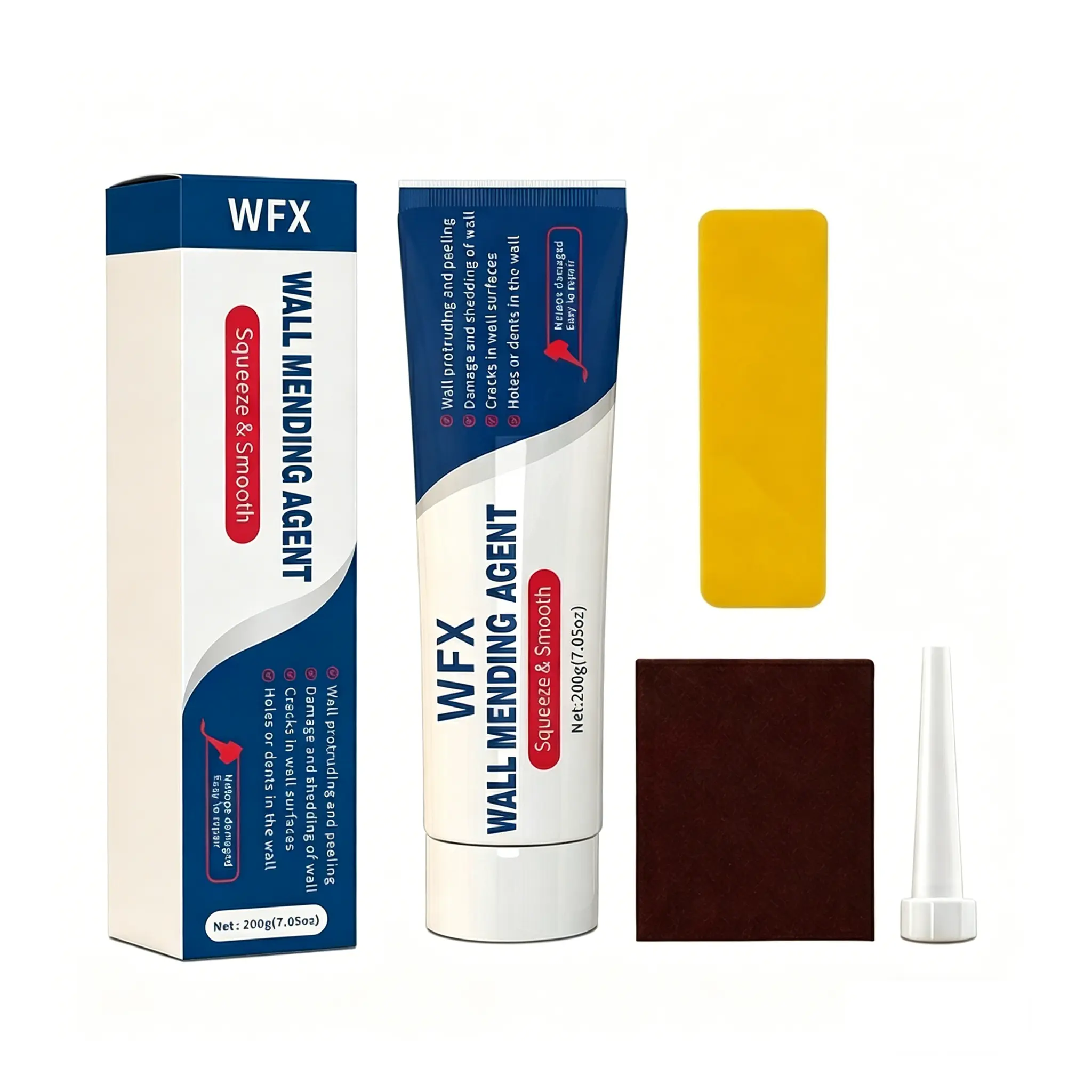 Summervibes WFX Drywall Patch Repair Kit 200g Wall Mending Agent Multi-White Spackle WallHole Filler Paste, Plaster Crack & Dent Patch Repair, Multi-functional Quick-drying, Waterproof Self-adhesive