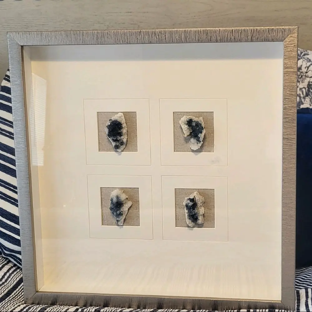 Celestite Geode Framed in Shadow Box - Unique Decorative Display for Home or Office