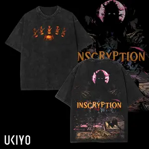 Inscryption Game graphic Washed Tshirts Gift For Gamer, apparel Menswear Top Casual, Gaming Top graphic t-shirts print back fan gamer Fabric Seamless Menswear