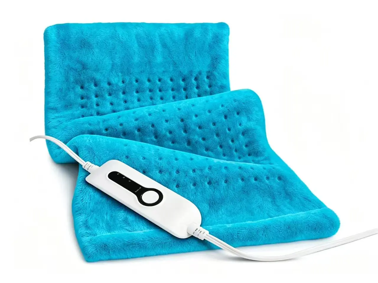 12"x24" Polyester Micro Plush Double Sided Heating Pad for Neck & Shoulders, 3-Setting Heat Pad for Muscle Relief, Light Blue