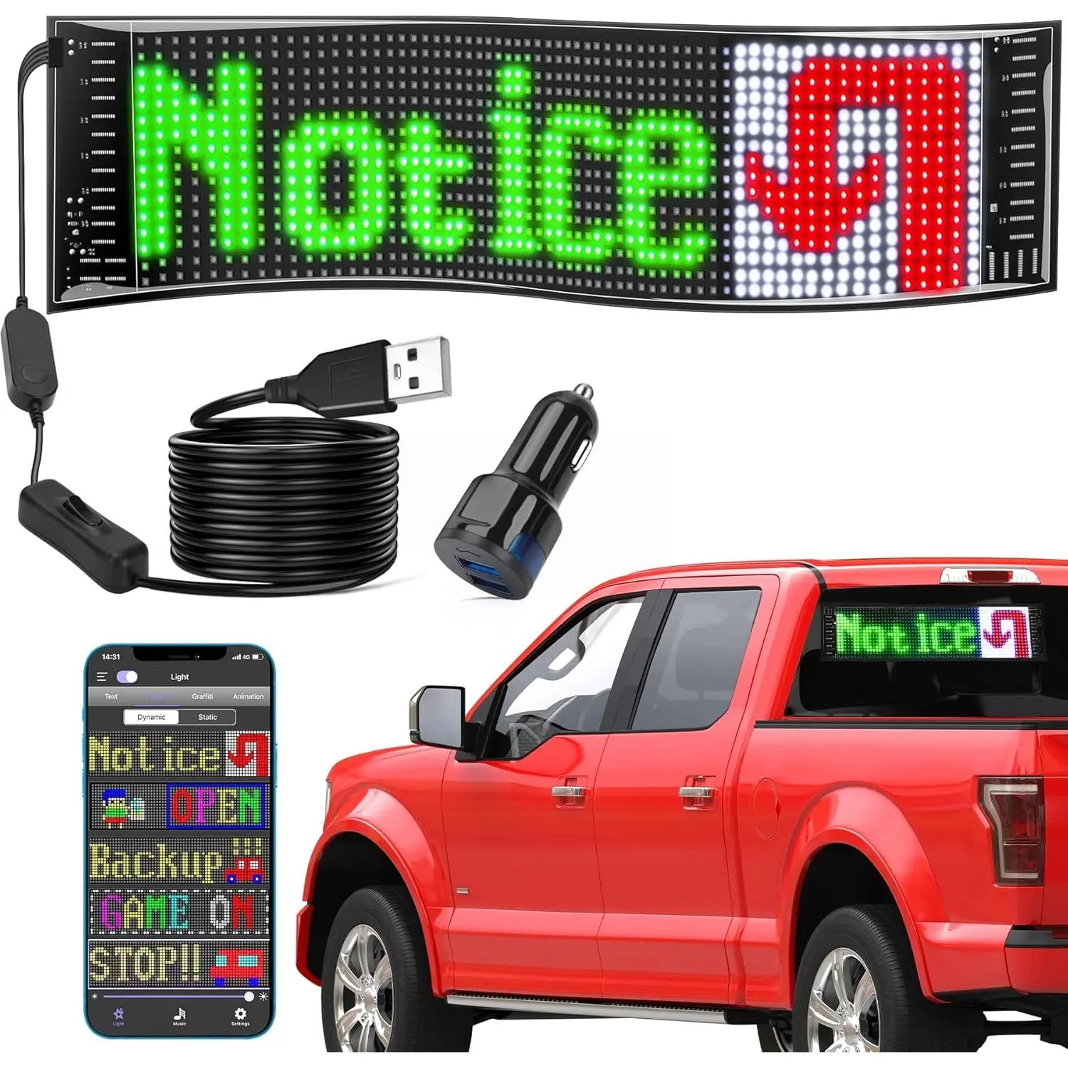 Led Sign,  App Programmable Led  Sign, USB 5V Scrolling Message Led Matrix Panel, Custom Digital Display Board for Shop Advertising