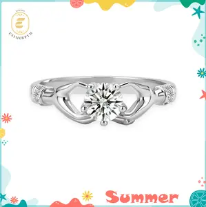 Moissanite Eternal Vow Ring Silver-Plated Wedding Engagement Anniversary Valentine's Day Birthday Gift Daily Wear Jewelry