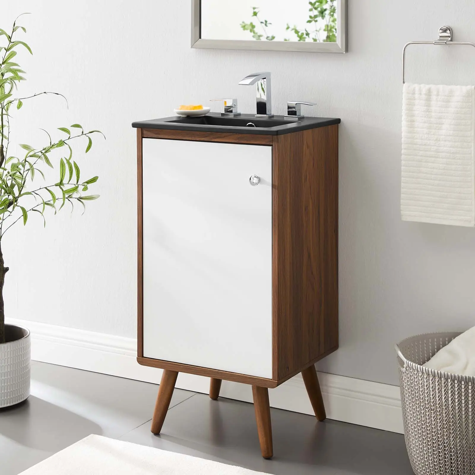 Modway Transmit 18" Bathroom Vanity in Walnut Black