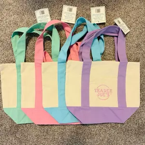 Trader Joe's Pastel Canvas Mini Tote Bags LIMITED EDITION NWT LOT OF 4 in Assorted Colors - Ships Today