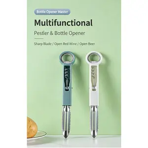 Multifunctional Peeler and Bottle Opener 3-in-1, Multifunctional Peeling Knife for Home Kitchen, Potato Peeler, Daily Kitchen Utensil, Portable for Travel