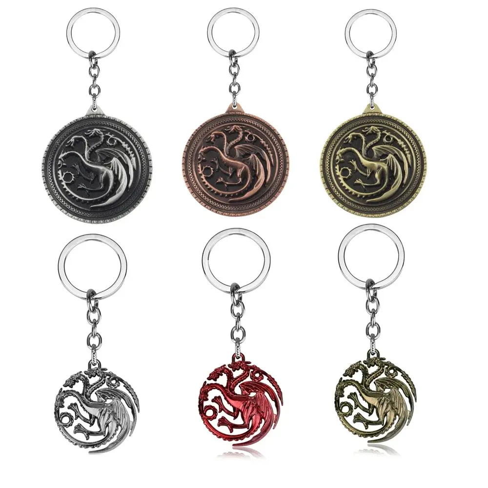 Dragon House Keychain Targaryen Dragon Shape Keyring for Fan Collection Accessories Friends Gift