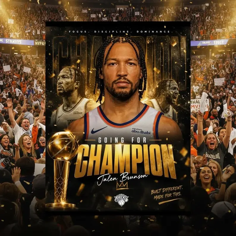 Jalen Brunson Championship Run Art Print, New York Basketball Fan Poster (Unframed)
