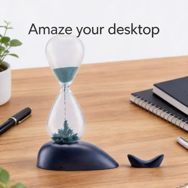 Whale Magnetic Hourglass Sculpture - Iron Powder & Magnet Desk Ornament with Tail Accessory, 50mm Diameter, Desk Decor, Free Personalization, Instant Calm Meditative Focal Point Ocean Stress Relief Gift, Hourglass Diameter: 50Mm