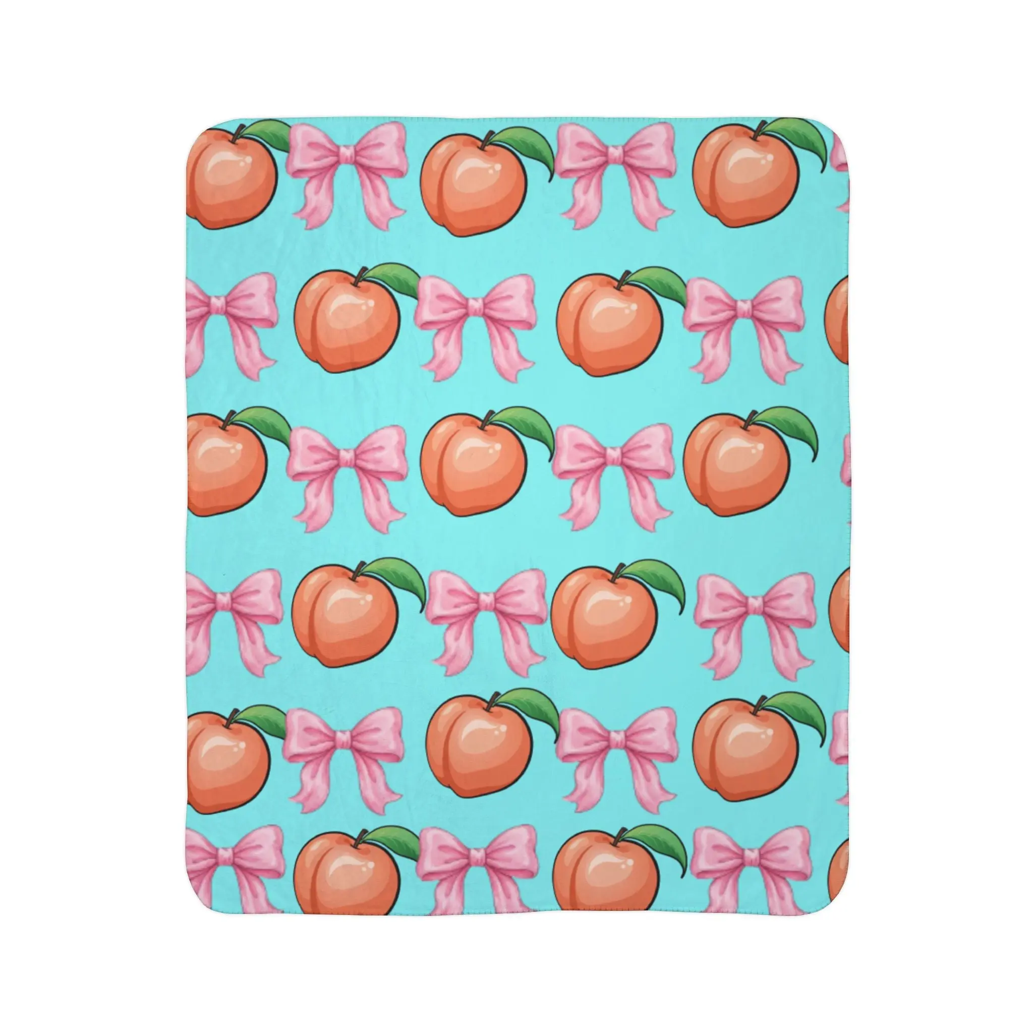Peach & Pink Bow Sherpa Blanket