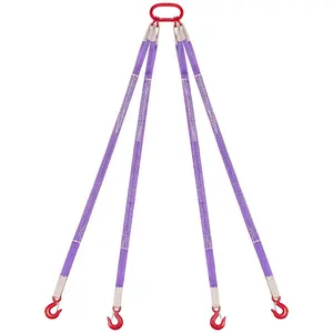 VEVOR Lifting Sling Straps with Hooks, Polyester Bridle Sling, 6600LB Capacity, Four Leg 5Ft Heavy Duty Rigging Strap, Thickened Wear - Resistant Webbing Slings for Engines Cranes Hoists TruckVEVOR Super Brand Day