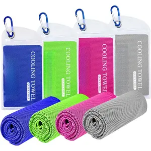 4 Pack Cooling Towels (47"x12") for Neck and Face, Ice Towel for Hot Weather, Soft Breathable Chilly Gym Towels, Microfiber Towel for Work Out, Yoga, Running, Camping & More Activities