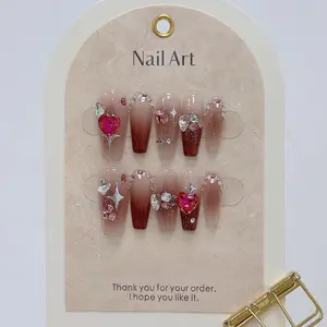 Medium Coffin Shape Collection-French Tip Style-Handmade Press-On Nails - MoonRiver Boutique Handmade Press On Nails Kit - Easy Removable-Reusable Salon-Quality Handmade Nails - Durable 3D Acrylic Fake Nails - Fashion False Nails