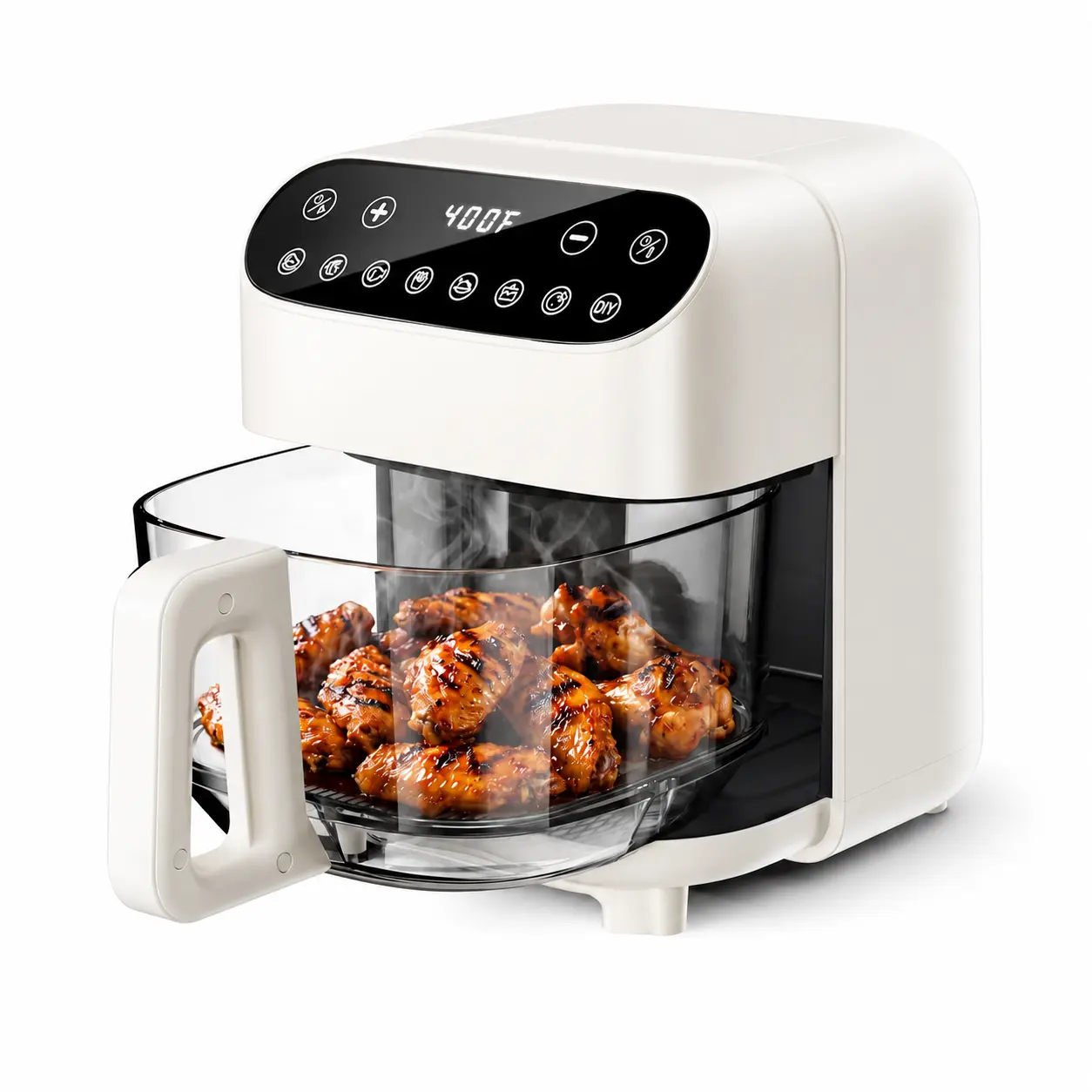 Kismile 5 Quart Air Fryer, 8 Preset Modes, Cook Whole Chicken/Wings/Fries/Steak, Visible Fry Bowl for Best Cooking Results, Non-Toxic High Borosilicate Glass Basket, Dishwasher Safe PFSA Free,