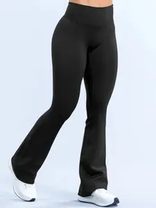 Women's Bell-Bottom Yoga Pants Tummy-Control Design Opaque Workout Shaping Yoga Pants High-Waisted Wide-Leg Pants Breathable Fitness Casual Bell-Bottom Pants High-Waisted Tummy-Control Butt-Lifting Stretch Bell-Bottom Fitness Pants Casual Outdoor Running