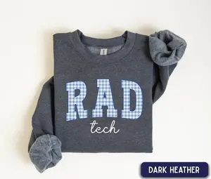 RAD Tech Short Sleeve T-SHIRT / Sweatshirt  , blue gingham RAD tech shirt, RAD Tech, Xray Technologist gift, Radiology School Graduation Gift