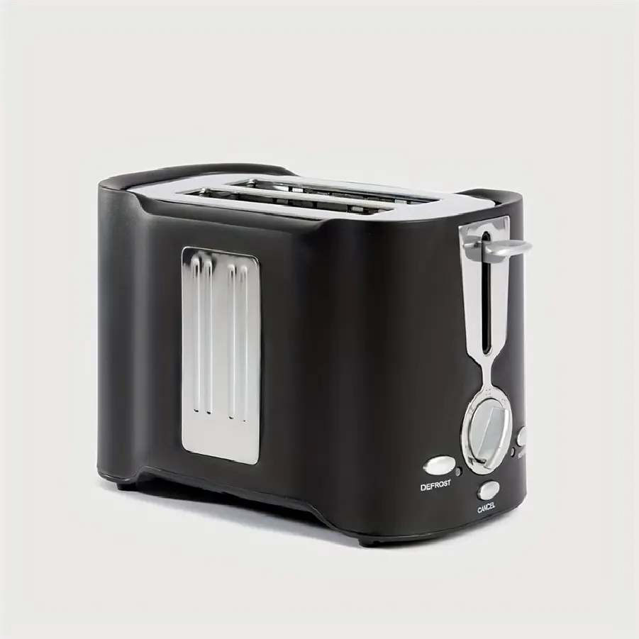 2-Slice Durable Stainless Steel Toaster, Compact Wide-Slot Bread Toaster with US Power, Adjustable Browning, Even Heating, Drop-Down Crumb Tray, Auto Shut-Off, Crispy Outside Fluffy Inside for Small Kitchens