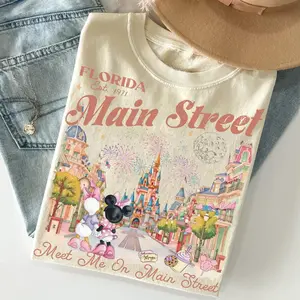 WDW Vintage Meet Me On Main Street Shirts, WDW Retro Magic Kingdom Castle Tee, Girls Trip Gift