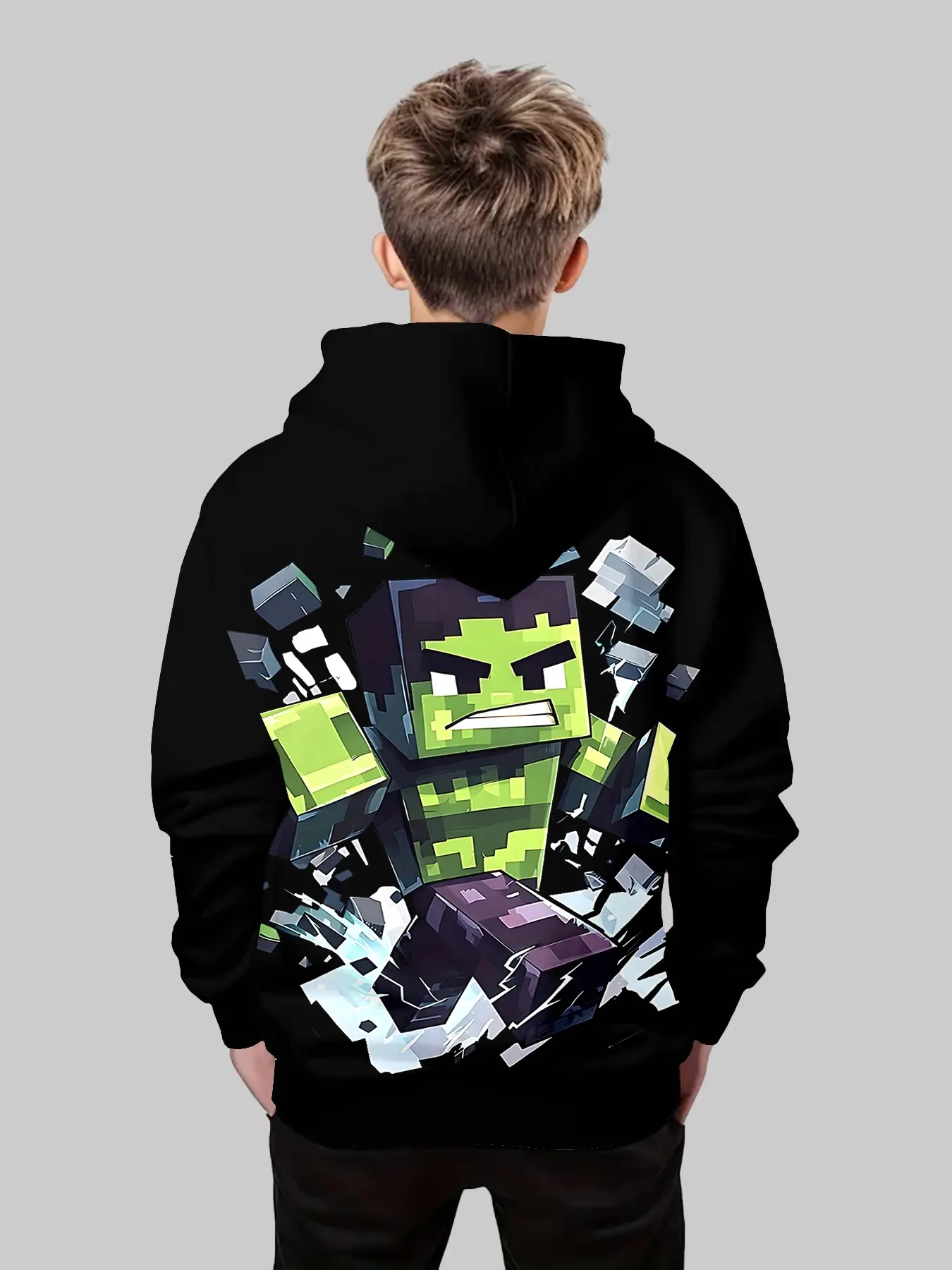 Boys' Fashion 3D Print Hoodie Sweatshirt, Casual Long Sleeve Pullover with Pockets, Stretch Polyester Blend, Ideal for Daily & Outdoor Wear