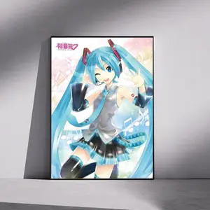 Hatsune Miku inspired virtual idol anime illustration for bedroom and gaming room decor POSTER wall art featuring vibrant stage energy and futuristic pop aesthetic, anime wall art, vocaloid poster, manga art print, otaku decor, Japanese