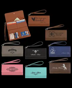 Custom Engraved Women's Strapped Leather Wallet