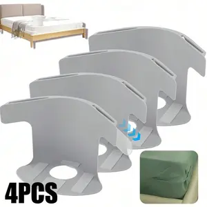 4pcs Grey Lock Sheet Holders, Bed Sheet Lock Clips, Sheet Holders Keep Sheets Firm & Tight, Heavy Duty Bed Sheet Holder Corner Fitted Sheet Straps Fit All Mattress Size Back To School