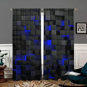 Abstract Geometric Pattern Curtains, Window Curtain, 2 Piece Set, 100% Polyester Fiber, for Bedroom Living Room Game Room, Room Decor Curtain, Perfect Gift for Family Friends