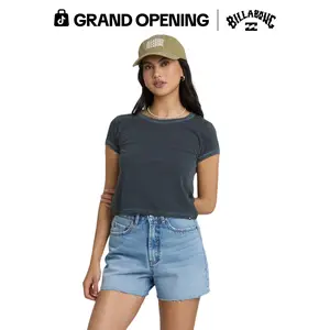 BILLABONG Women's Riley Cut-Off Denim Shorts, High Waisted Jean Shorts, Classic 90s Vintage Mom Shorts