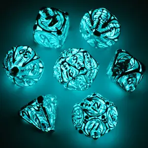 Glow in the dark-Hollow Metal Dice for DND Players