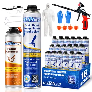Polyurethane Spray Foam Insulation Kit - Closed Cell Spray Foam Insulation Kit for Walls，240 Board Ft, Fast-Setting Single-Component Expanding Liquid Sealing Spray, Thermal & Soundproofing, Foam Fast-Setting Single-Component, 12 Pack×25.4oz
