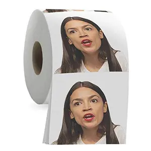 Alexandria Ocasio-Cortez Funny Political Toilet Paper Roll by Gagster - TP Prank Democrat & Republican Gift, Election Party Joke Gifts, White Elephant Gift Exchange, Secret Santa Make your Butt Laugh