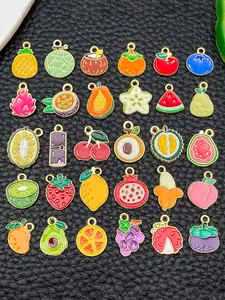 30pcs Mixed Fashion Enamel Fruit Charms, Tropical Style Assorted Fruits Pendants, DIY Bracelet Necklace Earring Jewelry Making Supplies