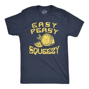 Mens Easy Peasy Lemon Squeezy T Shirt Funny Relaxed Lemons Saying Joke Tee for Guys Mens Funny T Shirts Cool Vintage Fashion T-Shirt Gift Classic Menswear Funny Sarcastic Short Sleeve Novelty Tees for Guys Navy -