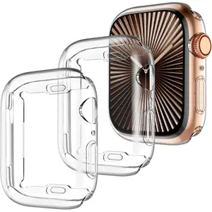 3 Pack Cover Compatible with Apple Watch 10 Screen Protector 46mm,Soft HD High Sensitivity Screen Protector Case with TPU All Around Bumper Compatible with Apple Watch Series 10 46mm Case