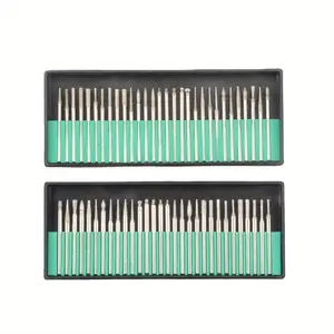 30pcs Diamond Burr Bits Drill Kit For Rotary Tool Metal Woodworking Router Grinding Engraving Carving, 2.35mm Shank