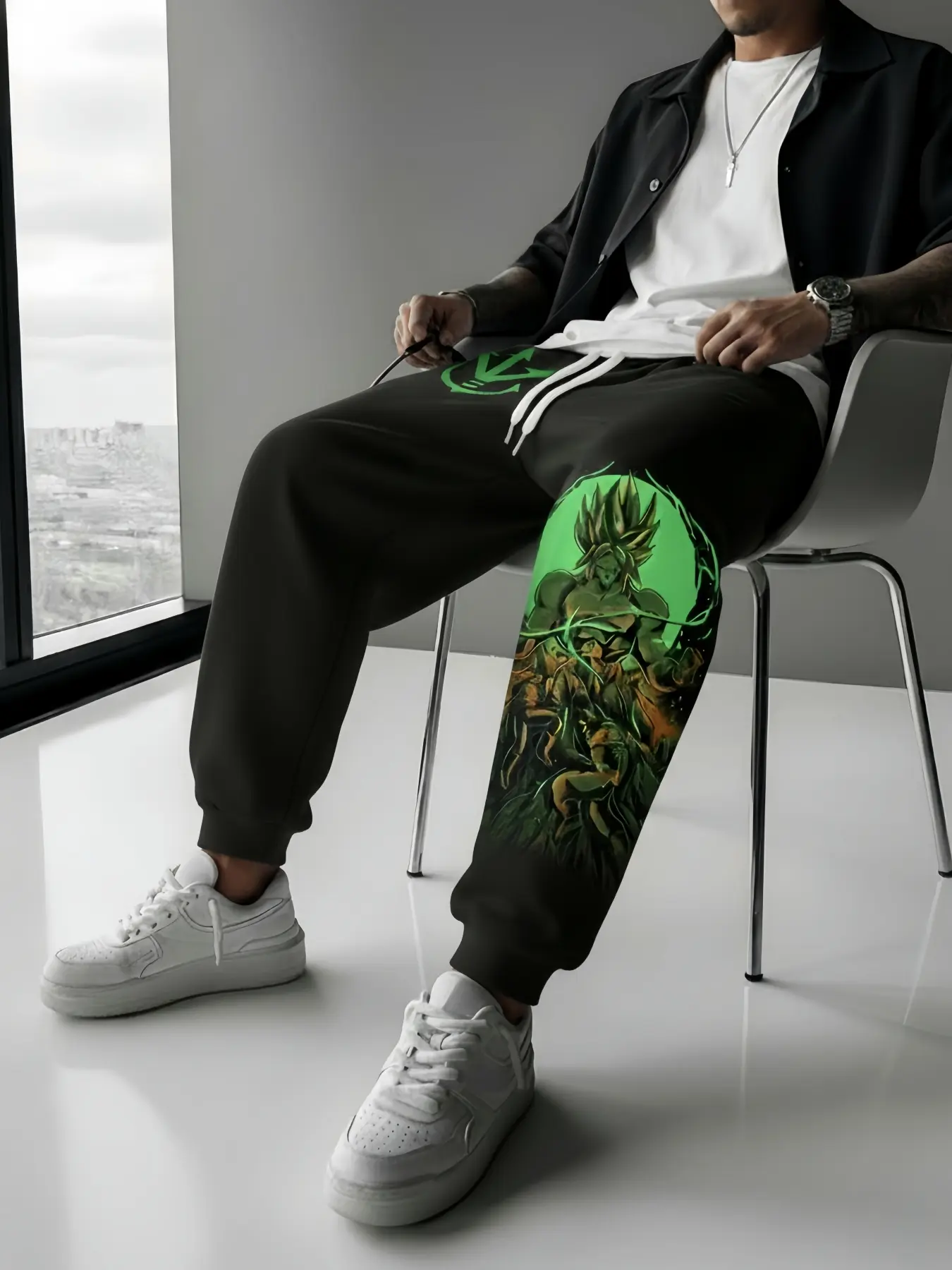Dragon Ball Brollly Graphic Print Casual Pants, Men's Heavyweight Joggers, Women's Fitted Skinnies with Drawstring Waist, All-Season Wear