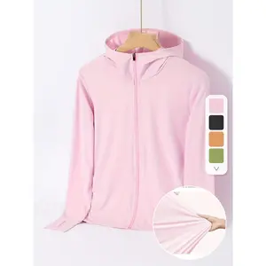 Summer Thin Ice Silk UV Protection Women's Sunscreen Swimwear Jacket Front Zipper Fishing Suit Couple Sunscreen Jacket Women's Jacket