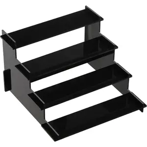4-Tier Black Acrylic Display Risers | Perfume, Cupcakes, Funko POP Stand Organizer