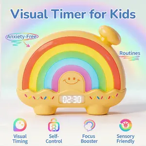 Visual Timer for Kids, 60-Minute Countdown Clock with Color-Changing Rainbow Light, Magnetic Classroom & Home Routine Tool, BPA-Free, Calm Corner Essential