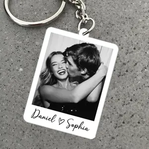 Valentines Day Gift for Him, Custom Photo Keychain, Couple Keychain, Boyfriend Husband Gift, Personalized Picture Keyring, Couple Gift