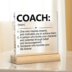 Coach Appreciation Gifts Christmas Thanksgiving Birthday Thank You Gift for Wrestling Soccer Gymnastics Coach Mentor Trainer Tutor Office Home Desk Decor Coach Definition Acrylic Rectangle Design Sign